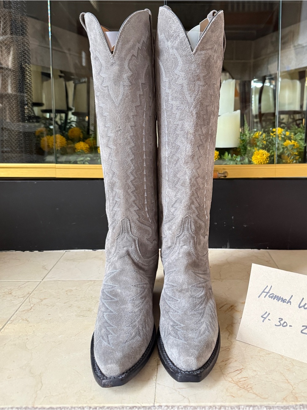 NEW Lucchese Limited Edition Silver Gray Suede Western Boots size 7B